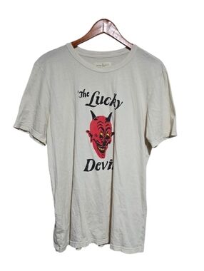 Imogene + Willie Lucky Devil Tee in Vintage White Size XL